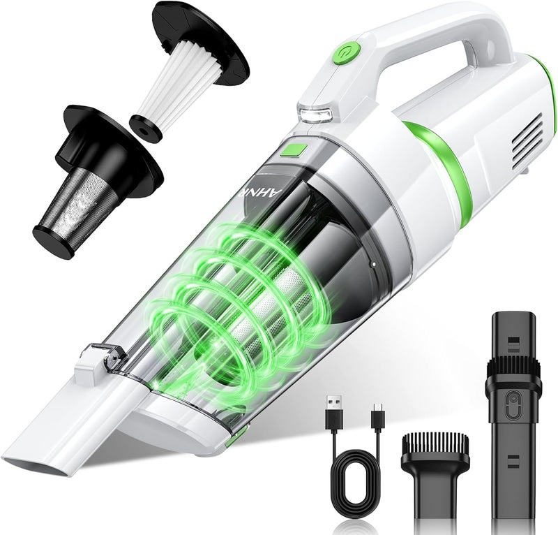 AHNR Handheld Vacuum Cordless, 16000PA Powerful Suction Hand Held Vacuum Dust Busters Cordless Rechargeable with LED Light & 2 HEPA Filters, Portable Car Vacuum Cleaner High Power for Car Home Office - Image 1